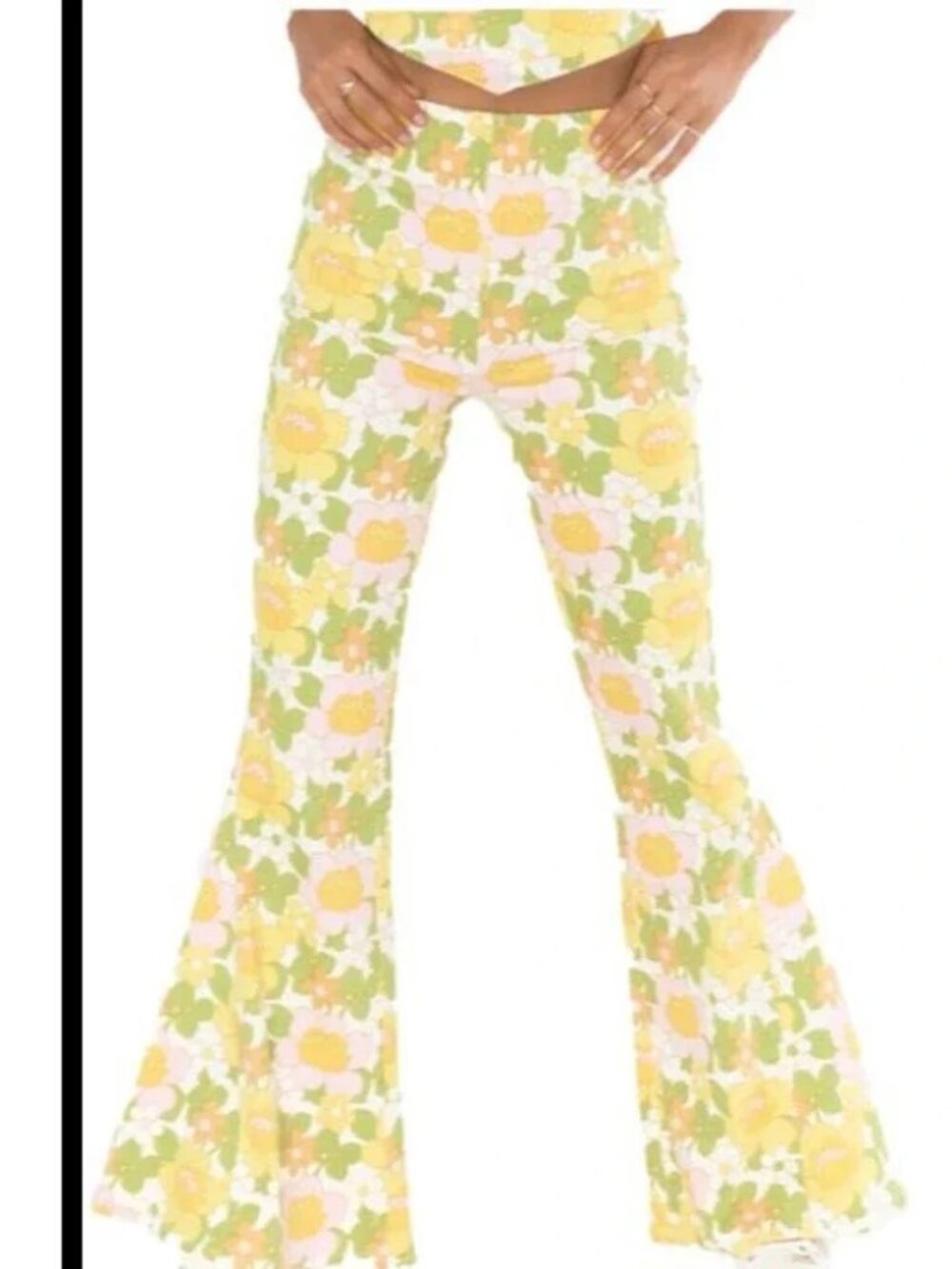 Show Me Your‎ Mumu Berkeley Bells Retro Floral Jeans Pants High Waist Flared LG